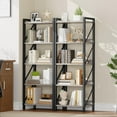 thumbnail image 2 of Bookshelf, 5-Tier Industrial Bookcase, Book Shelf Storage Organizer, Tall Bookshelf with Metal Frame for Living Room, Bedroom, Home Office, Kitchen, Greige and Black, 2 of 17