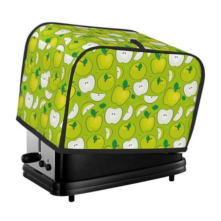 

KLL Green Apple Print 2 Slice Toaster Dust Covers Kitchen Small Appliance Cover with 2 Pockets Can hold Jam Spreader Knife & Toaster Tongs (11.4 x 7.9 x 7.5)
