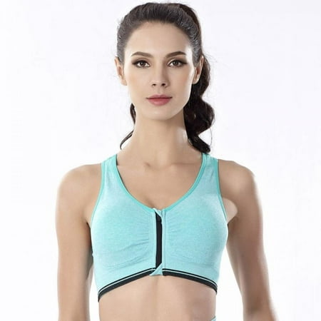 

Women Front Zipper Sports Bra Fitness Push up Gym Running Top Shockproof Workout Fast Dry Vest