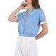 thumbnail image 4 of INSPIRAR CHIC Blusa Vintage de Punto con Cuello de Solapa y Mangas Abullonadas para Mujeres M Azul, 4 of 5
