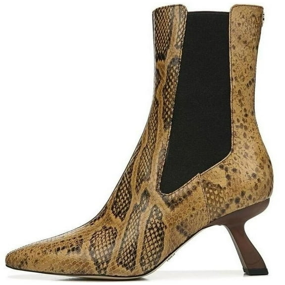 Sam Edelman Sammie Cuoio Snake Leather Pull-On Pointed Toe Side Goring Boots (Cuoio Snake Leather, 5)