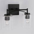 thumbnail image 5 of Capital Lighting 142021MB-510 Peyton Industrial Clear Seeded Glass Bath Vanity Wall Mount, 2-Light 200 Total Watts, 10"H x 14"W, Matte Black, 5 of 5