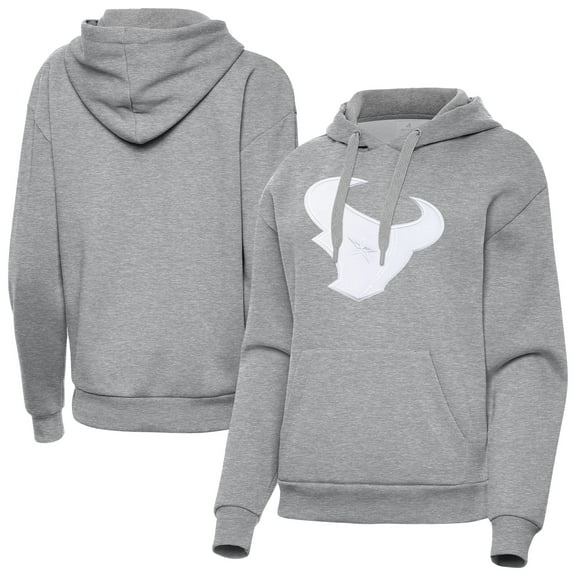 Women's Antigua Heather Gray Houston Texans Victory Pullover Hoodie