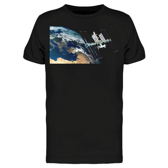 A Space Station Orbiting Earth T-Shirt Men -Image by Shutterstock, Male x-Large