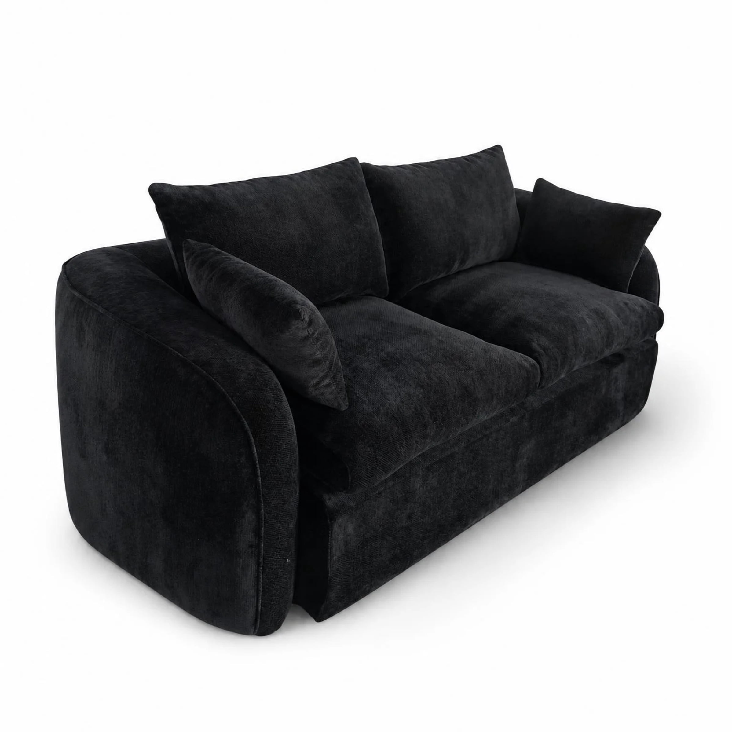 Garitin Loveseat Sofa and Two Seater Couch 78.7 Inch, Foam Filled Suede Fabric Living Room Furniture for Apartment, Black