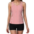 thumbnail image 5 of QIUOMBBP Tummy Control Swimsuit for Women Striped Tankini Top with Swim Boyshorts Summer Beach Modest 2 Piece Bathing Suit Red M, 5 of 10