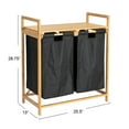 thumbnail image 2 of Household Essentials Bamboo Pull Out Double Hamper with Shelf, Natural and Black, 2 of 8