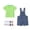 Mint Green, variant on SDNall 3 Pack Toddler Boys and Girls Denim Short Overalls Outfit, Short Sleeve Solid Tee & Adjustable Strap Shortall with Socks Set, Casual Summer Play & Everyday Clothing Set for Kids Ages 3-12