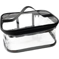 thumbnail image 2 of Neceser de maquillaje transparente, portátil, impermeable, transparente, para viaje, gran almacenamiento, color negro, 2 of 5
