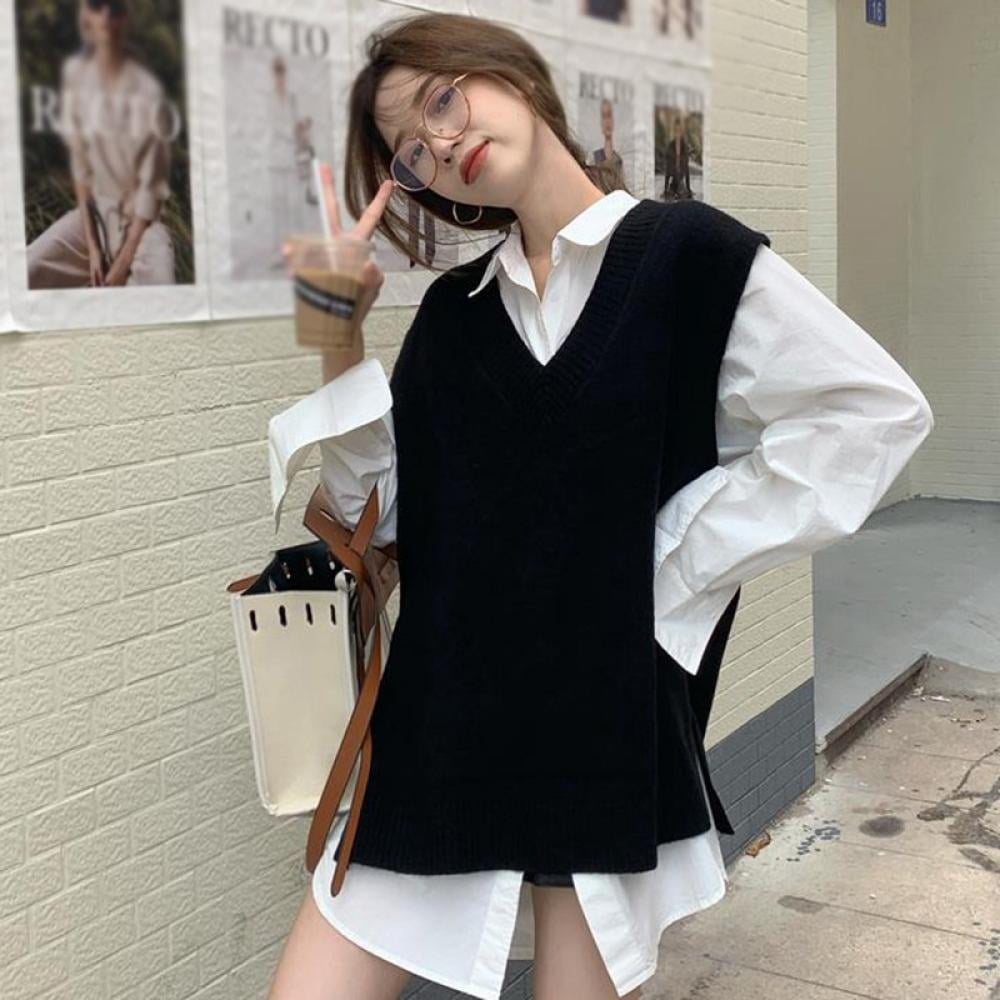 https://www.walmart.com/ip/Prettyui-Women-Sweater-Vest-Cable-Knitted-V-Neck-Sleeveless-Oversized-Sweaters-Petite-Knitted-Vest-Black/1055552607