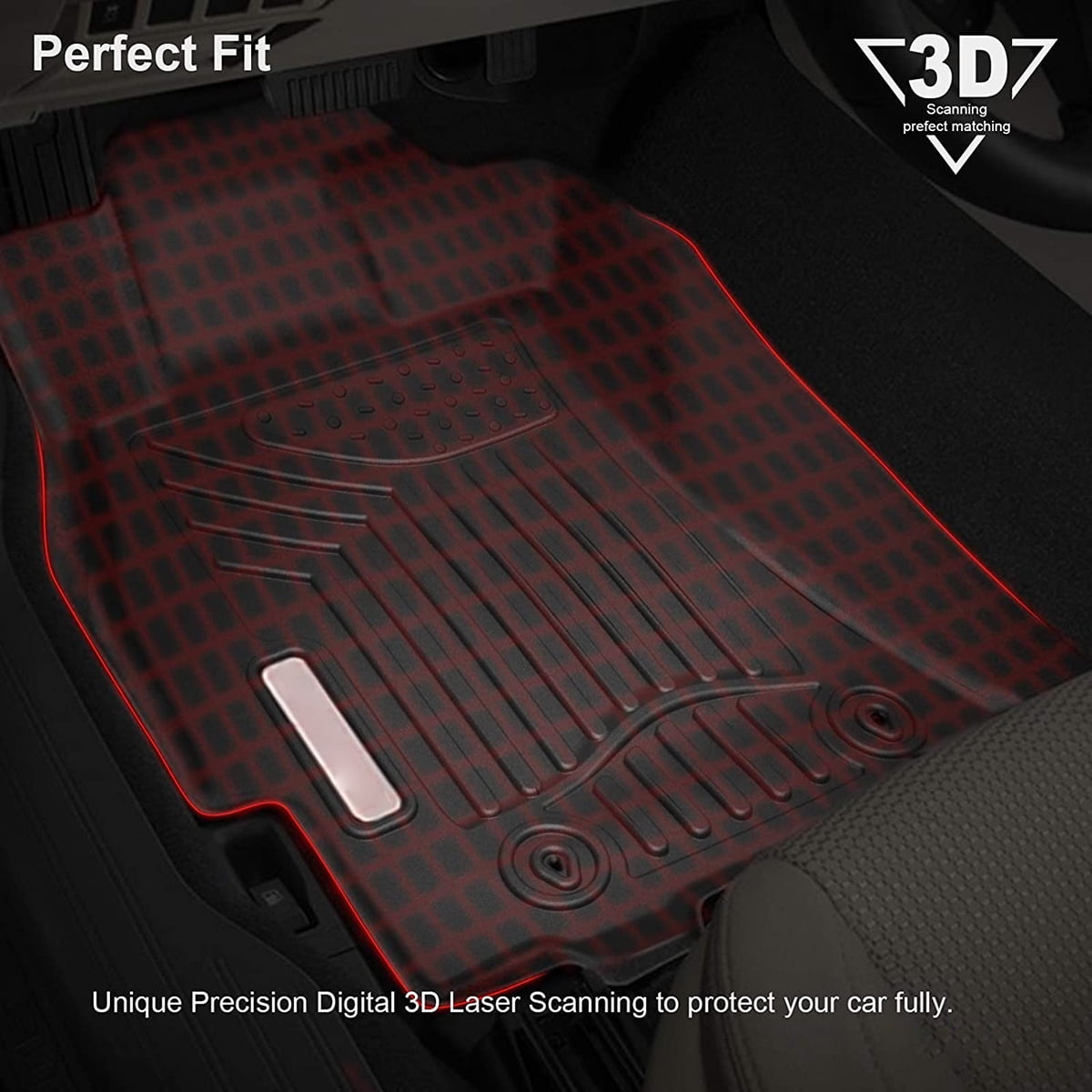 RVNI 3 Piece Automotive TPE Rubber Floor Mats for 2015-2019 Subaru Outback & Legacy Full Set Liners All-Weather