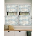 thumbnail image 2 of Aqua Beige Ombre Short Blackout Curtains 24 Inch Long Vintage Modern Abstract Rod Pocket Kitchen Curtains, 2 Panels Thermal Insulated Room Darkening Drapes for Bedroom, 30"W x 24"L, 2 of 5
