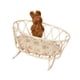 thumbnail image 4 of Cama de muñecas para bebé, escala 1:12, mini cama de metal para el dormitorio de la casa de muñecas. Conejito Marrón, 4 of 9