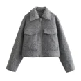thumbnail image 1 of ASDS-Chaqueta corta de Tweed con cremallera para mujer, abrigo corto de temporada media, novedad en prendas de vestir exteriores, Otoño e Invierno, 1 of 5