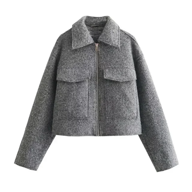 ASDS-Chaqueta corta de Tweed con cremallera para mujer, abrigo corto de temporada media, novedad en prendas de vestir exteriores, Otoño e Invierno
