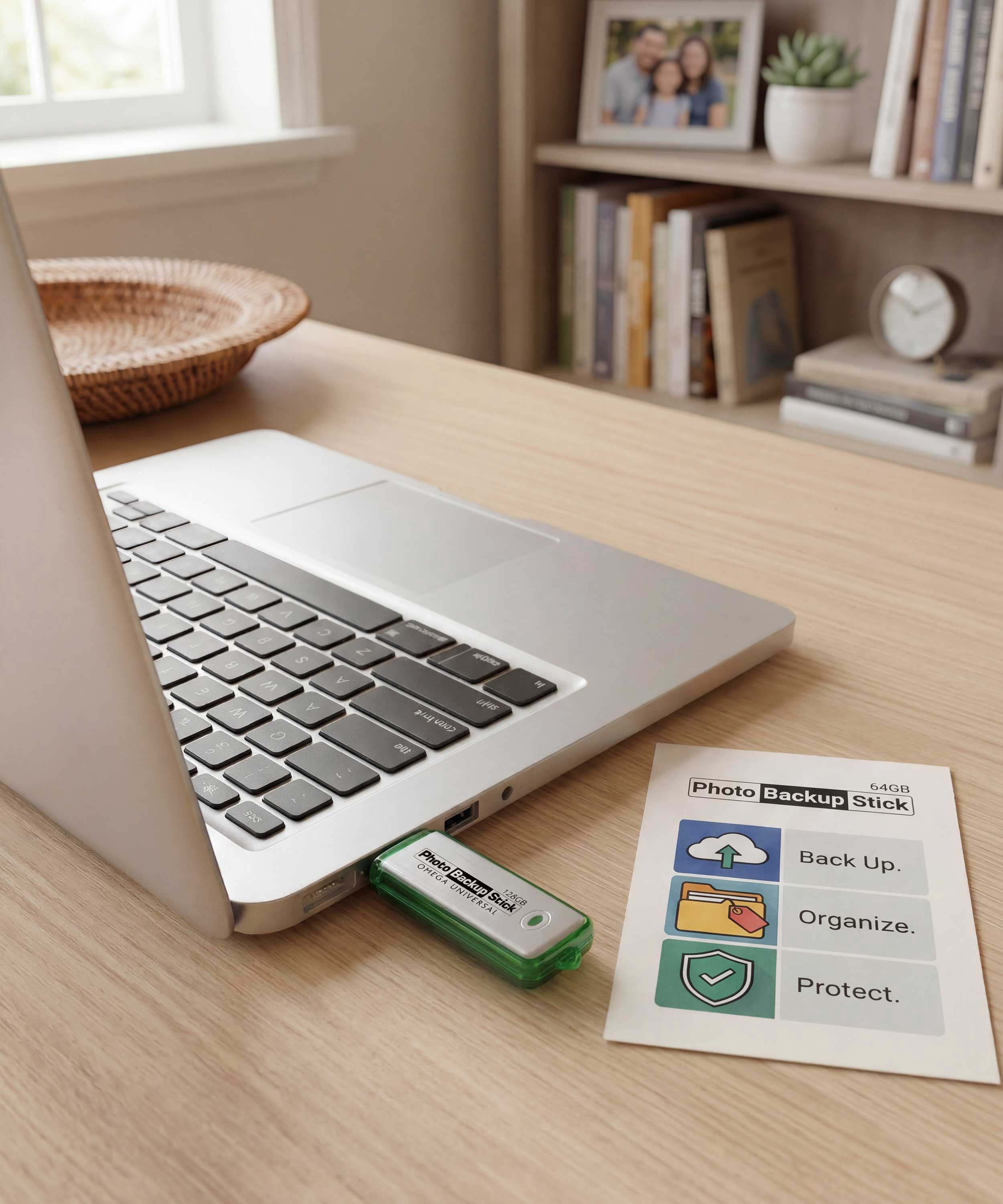 Photo Backup Stick Omega Universal Picture and Video Backup for Any Device - iPhone, Android, Computer, Tablets (128GB)