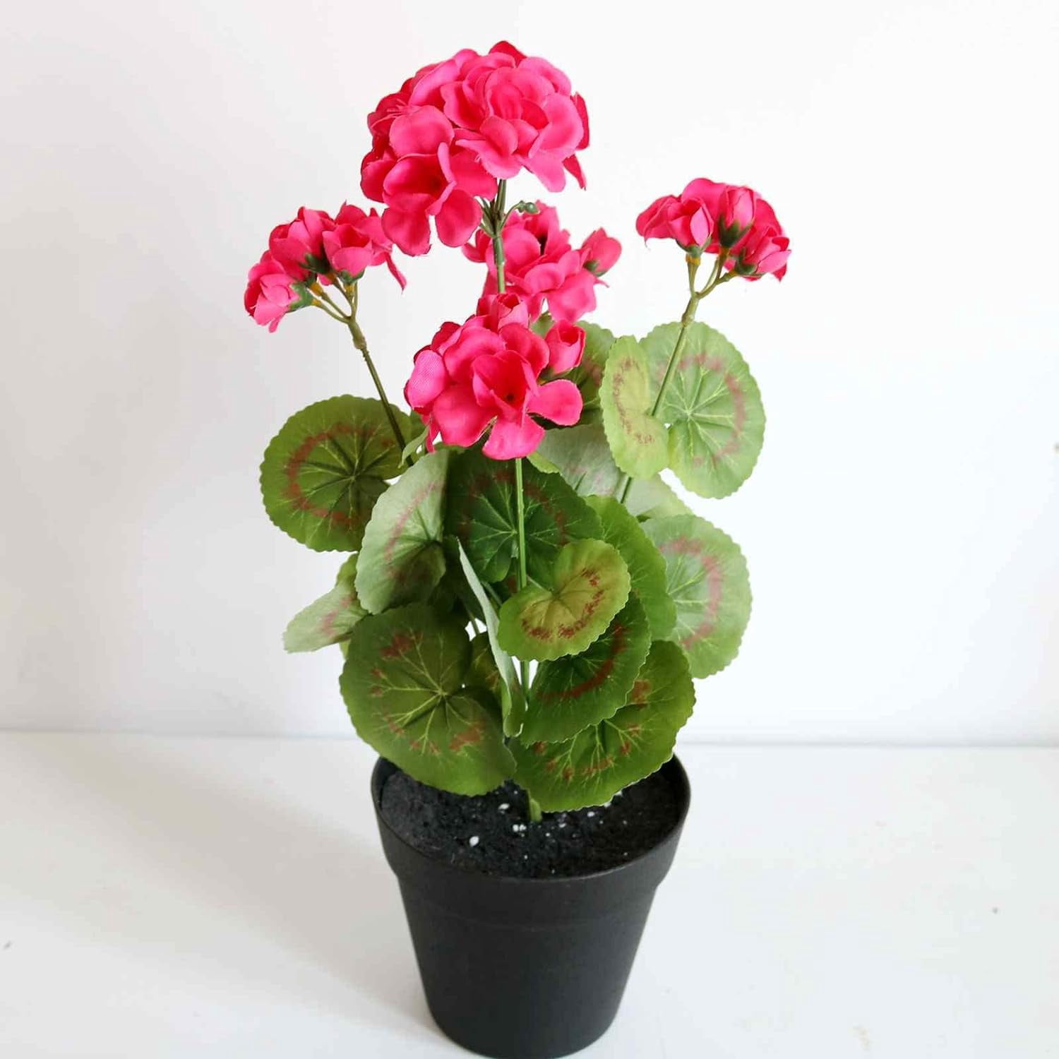 Artificial Flowers Geranium Bush Begonia Silk Flowers for Outdoor Indoor Artificial Plant Flowers for Patio Lawn Garden Decor (4PCS Red)