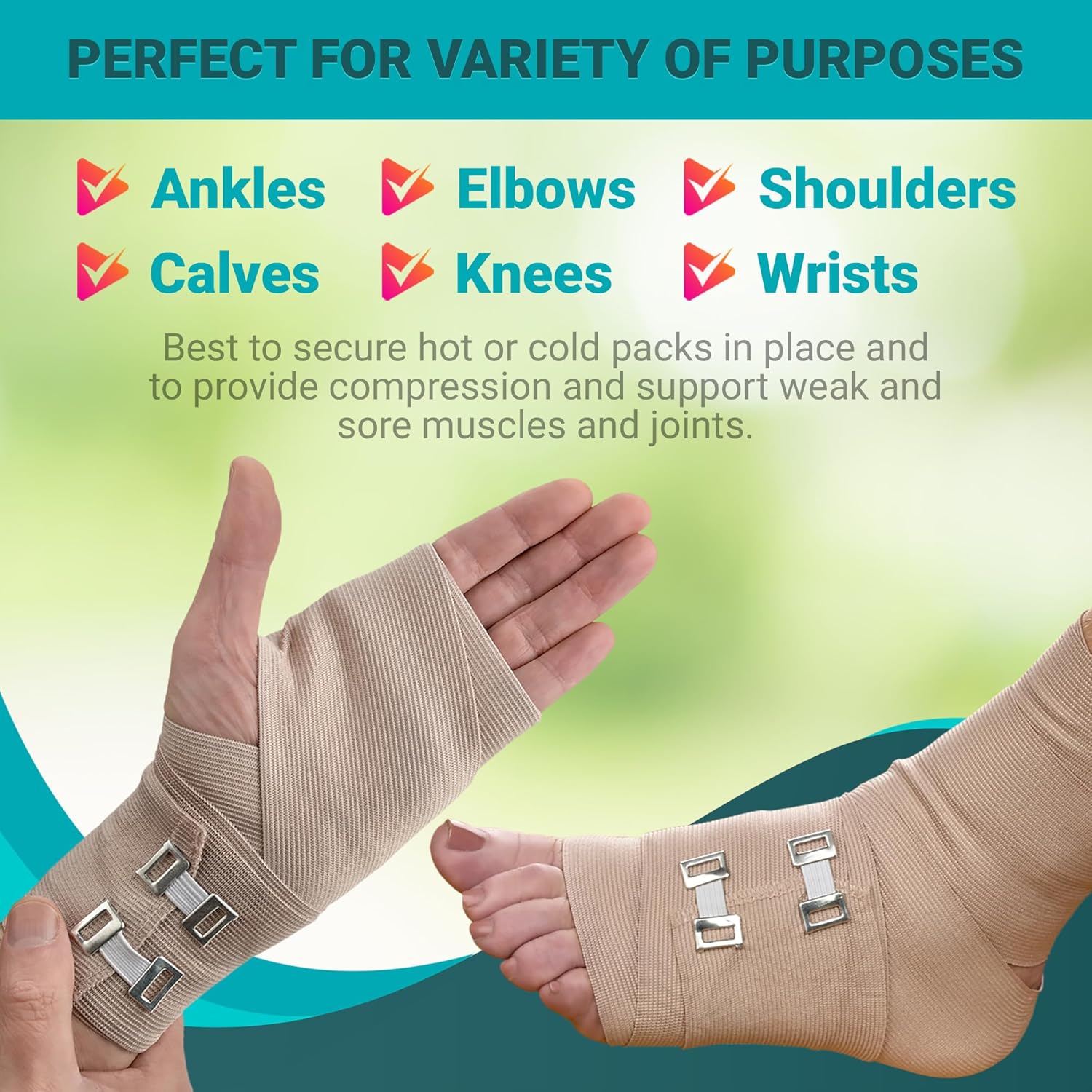 MEDca Elastic Compression Bandage Wrap (Set of 200) with Hooks - 2" x 5 Ft (100 Rolls) & 3" x 5 Ft (100 Rolls) - Reusable Athletic Support Tape for Sprains & Injuries