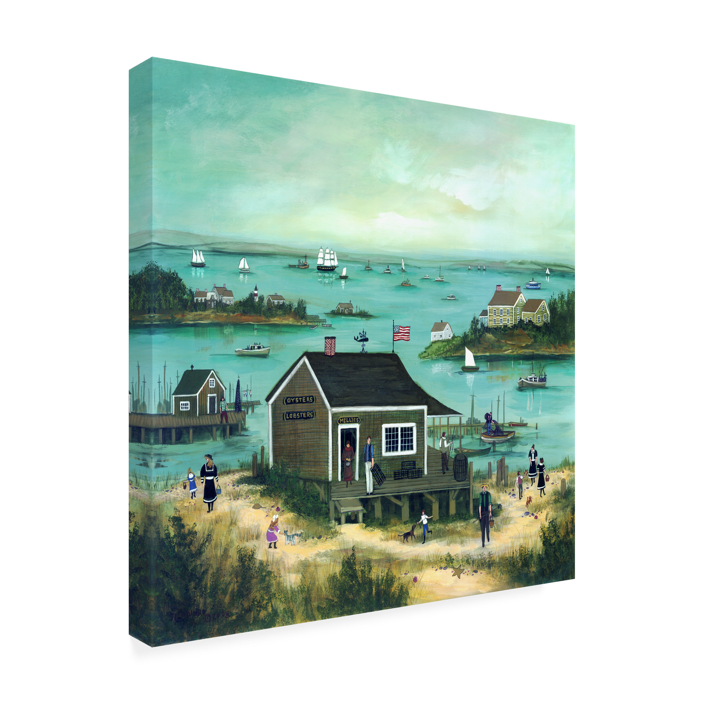 Canvas Wall Art - JL Munro 'Low Tide Lobster Shack' Wall Art for Living Room, Bedroom, or Office DÃ©cor by Trademark Fine Art - 18 x 18 Inches
