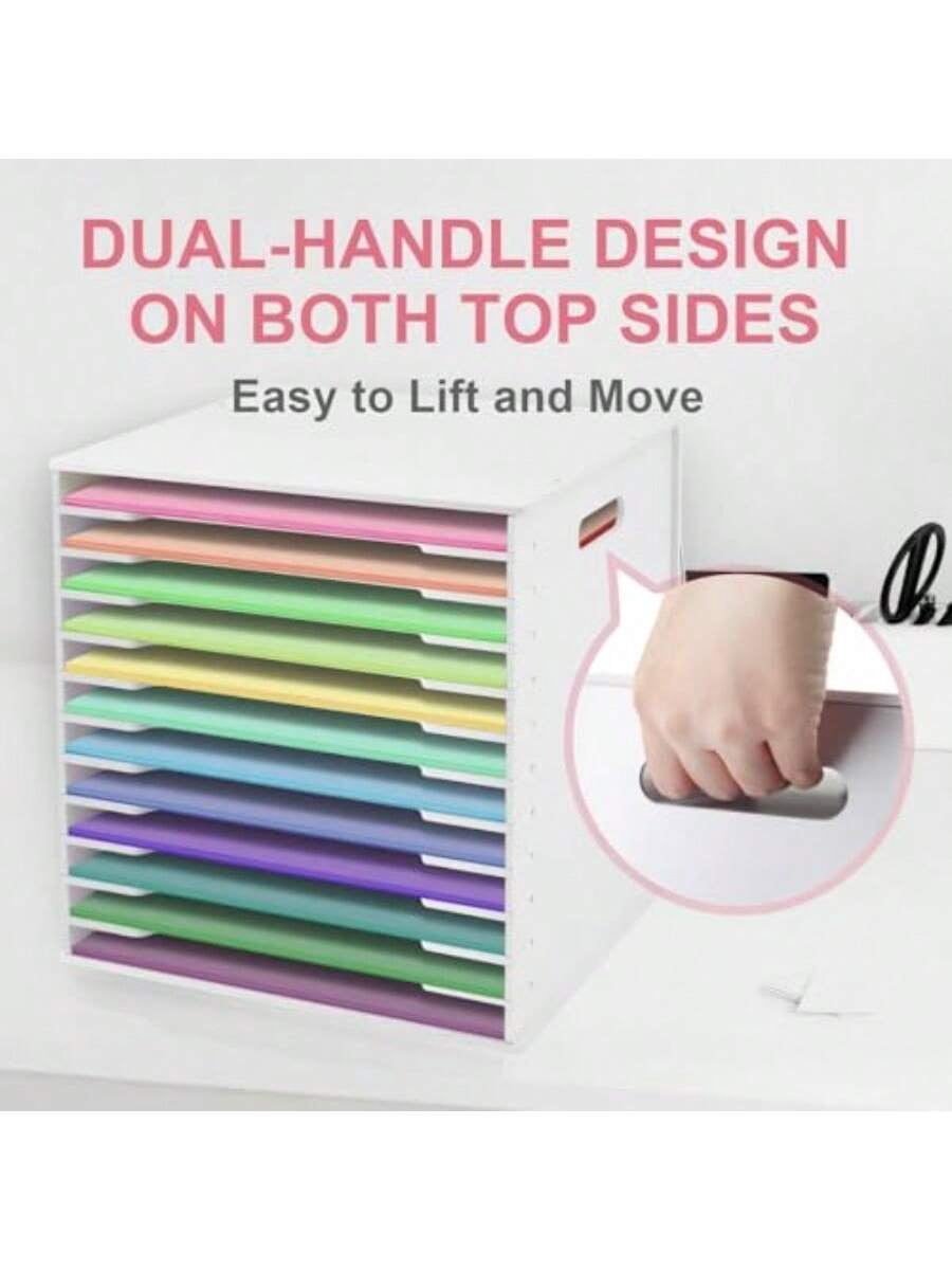 12x12 Paper Storage Organizer - 13 Tier Desk File Organizer With Adjustable Shees Letter Mail Tray 12x12 Stackable Scrapbook Paper Storage Cube For Home Office Classroom