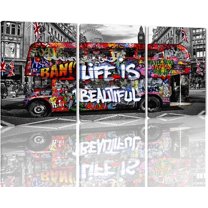 Hieng Large Banksy Canvas Wall Art Graffiti Dream Theme Painting Modern Inspirational Office Wall Decor （Only canvas）