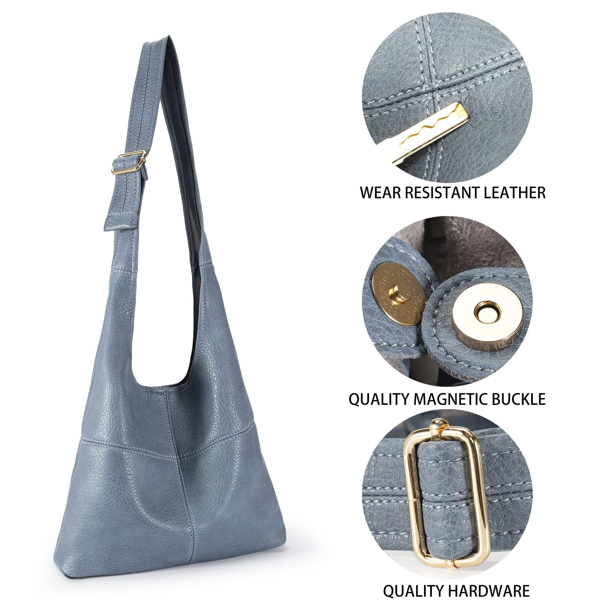 Montana West Hobo Bags Purse for Women Ultra Soft Foldable Shoulder Slouchy Handbags with Cosmetic bag, Jean