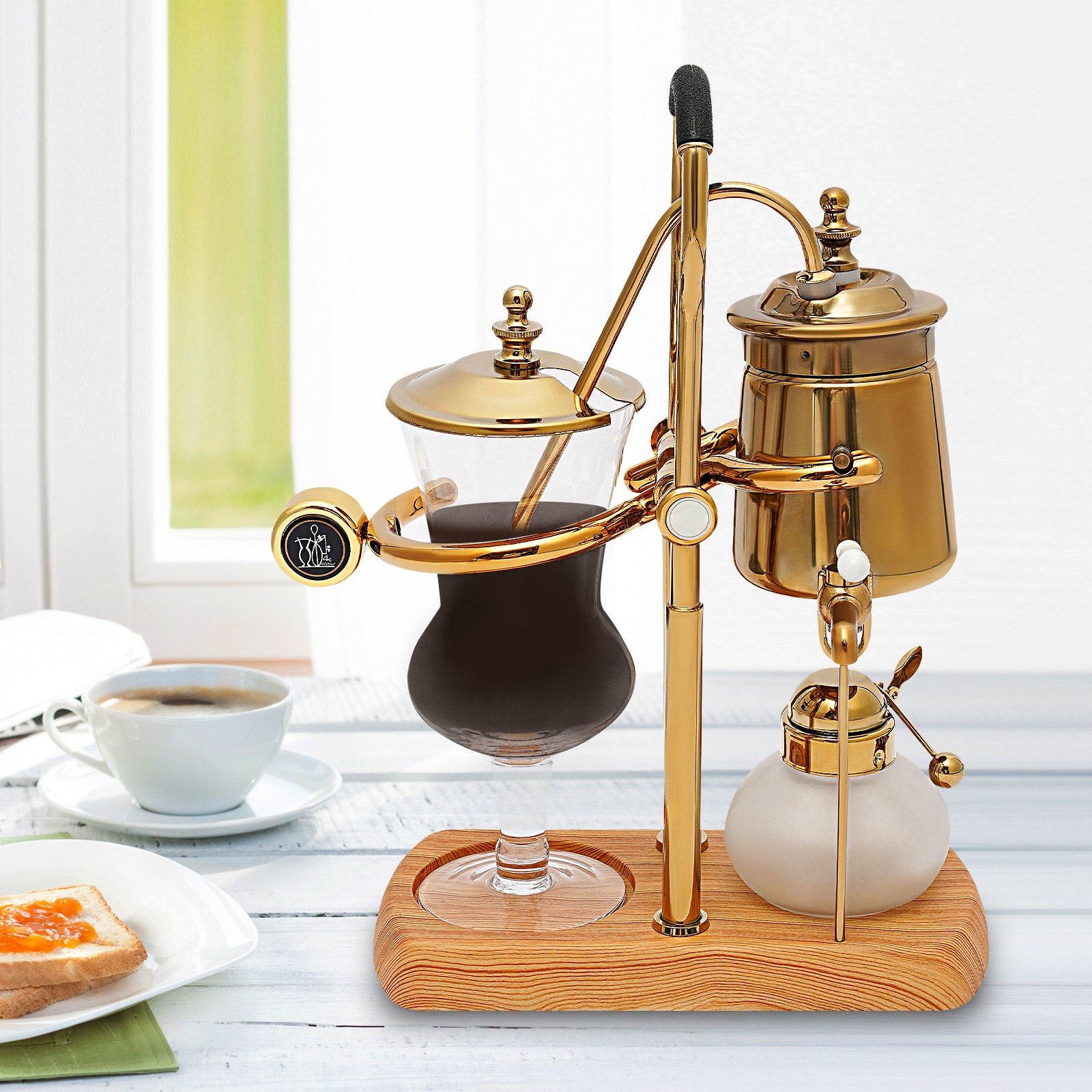 13.53oz Royal Belgian Belgium Balance Syphon Coffee Maker Siphon Brewer Golden for Homes, Coffee Shops