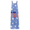 thumbnail image 5 of JULMCOMO American Flag Jumpsuits for Women Independence Day Cotton Linen Summer Patriotic Rompers 250th Year Wide Leg Sleeveless Stars Stripes Pants with Pockets Sky Blue M, 5 of 6