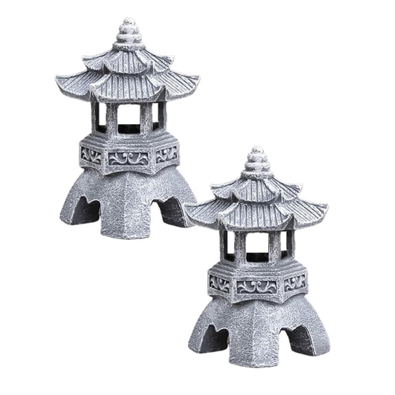 2Pack Pagoda Garden Statues Solar Powered Statue Japanese Garden Outdoor Zen Decorations For Home Yard Sculptures & Statues Home Decor