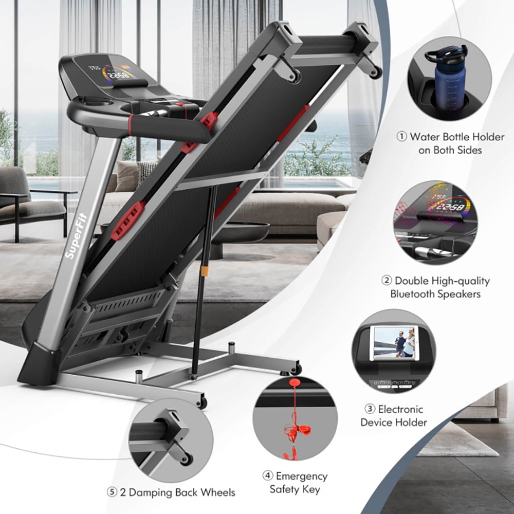 Topcobe 4.75 HP Folding Treadmill with Auto Incline and 20 Preset Programs, Smart Digital Folding Treadmill, Electric Foldable Exercise Fitness Machine, Black