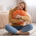 thumbnail image 5 of Yhmxh Soft Fluffy Pumpkin Throw Pillow, 3D Plush Sherpa Stuffed Pumpkin Cushion Decor, Cute Autumn Harvest Pumpkin Shaped Plush Toy for Sofa Couch Bed Farmhouse Thanksgiving Halloween Party Decor, 5 of 6