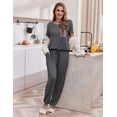 thumbnail image 2 of Ekouaer Pajama Sets for Women Short Sleeve Pjs Sets 2 Piece Loungewear Sleepwear with Long Joggers Pants, 2 of 6