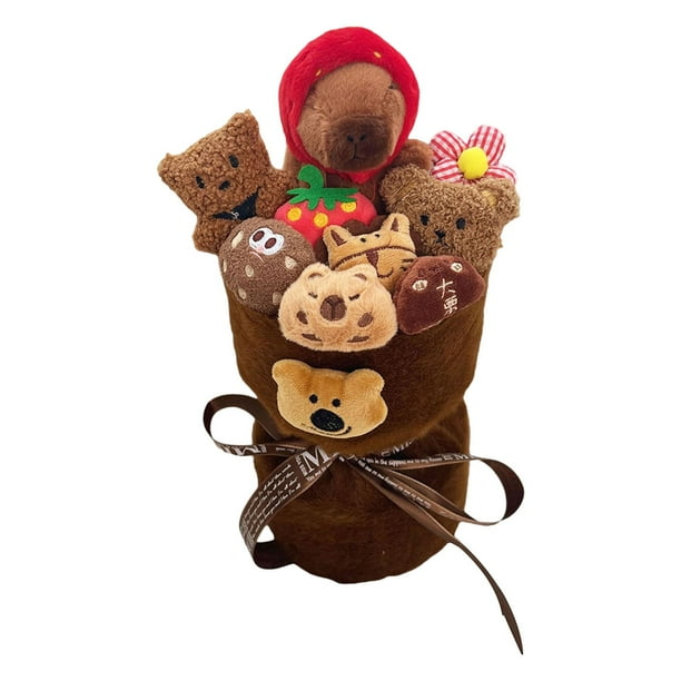 Ramo de peluche de juguete, ramo de flores artificiales, recuerdo de fiesta, hecho a mano Con fresa
