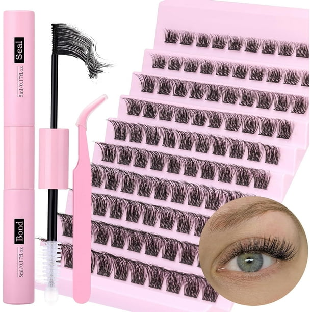 HSHDLDF DIY Lash Extension Kit 100Pcs Lash Cluster Kit with Lash Bond