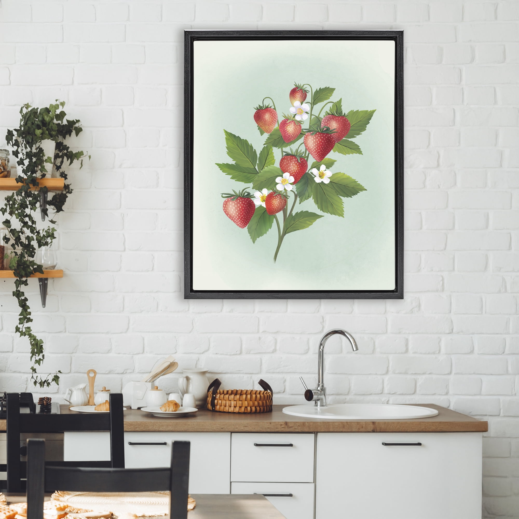 Stupell Industries Vintage Strawberry Bundle Black Framed Floater Canvas Wall Art, design by Diane Neukirch