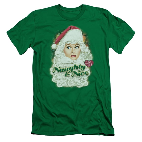 I Love Lucy Santa S/S Adult 30/1 T-Shirt Kelly Green