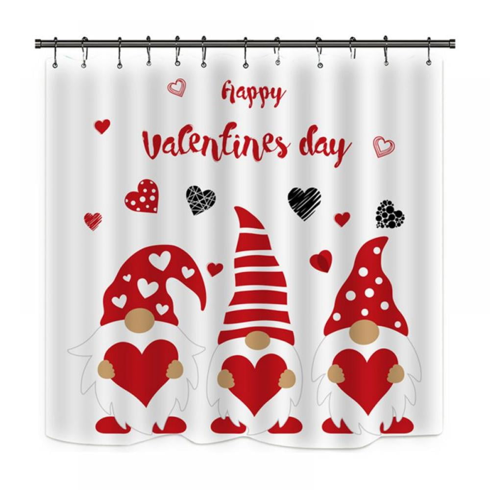 Romantic Valentines Day Shower Curtain with Rug Shower Curtains Set