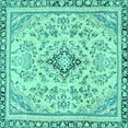 thumbnail image 1 of Ahgly Company Indoor Square Abstract Turquoise Blue Modern Area Rugs, 5' Square, 1 of 4