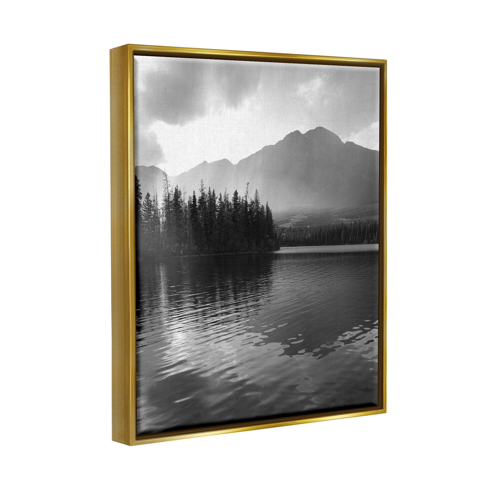 Stupell Industries Lake Ripples Scenery Landscape Photography Gold Floater Framed Canvas Art Print Wall Art, 17 x 21