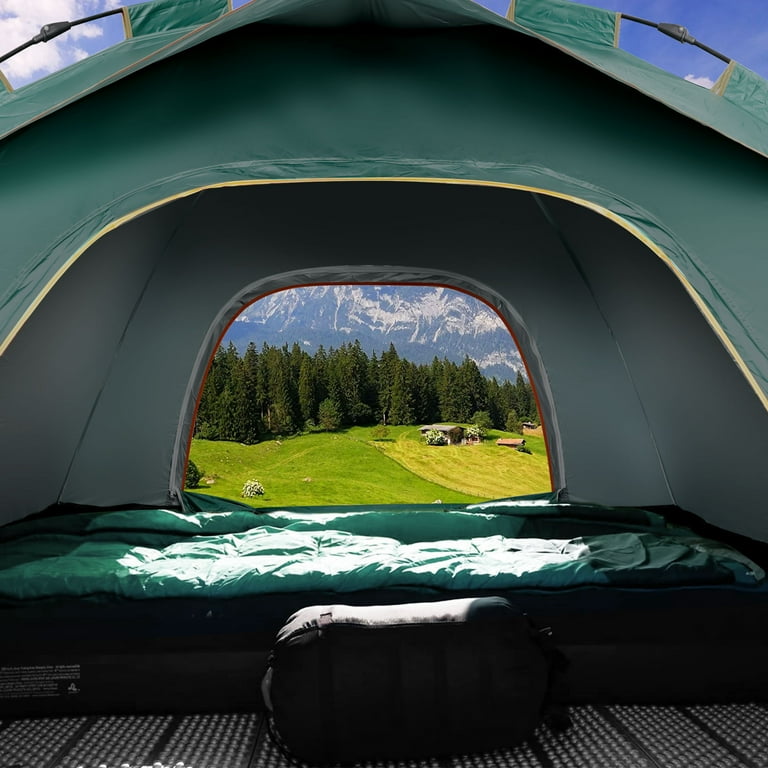 GVDV Waterproof 4 Person Camping Tent, Easy Pop up Tents for Family, 110" x  87" x 51", Green - Walmart.com
