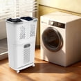 thumbnail image 3 of 2 Tier Laundry Basket with Wheels & Handle, Stackable & Removable Laundry Basket Plastic Rolling Laundry Baskets Plastic Laundry Hamper, Vertical Laundry Sorter for Bathrooms Bedrooms, 3 of 16