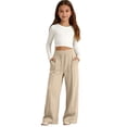 thumbnail image 4 of Glisme Big Girls Athletic Pants Straight Leg Sweatpants With Pockets And Drawstring Autumn Casual Girls Baggy Trousers, 4 of 5