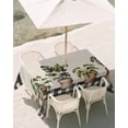 thumbnail image 3 of 60x102 Inch Outdoor Tablecloth with Umbrella Hole Zipper Rectangle Spring Rectangular Tablecloths Outside Waterproof Country Vintage Pots Plants Black Plaid Border Patio Table Cover for Picnic Party, 3 of 8
