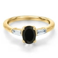thumbnail image 3 of Gem Stone King 10K Yellow Gold Black Onyx and Lab Grown Diamond Engagement Ring for Women | 0.90 Cttw | Oval 7X5MM | Gemstone December Birthstone | Size 7, 3 of 6