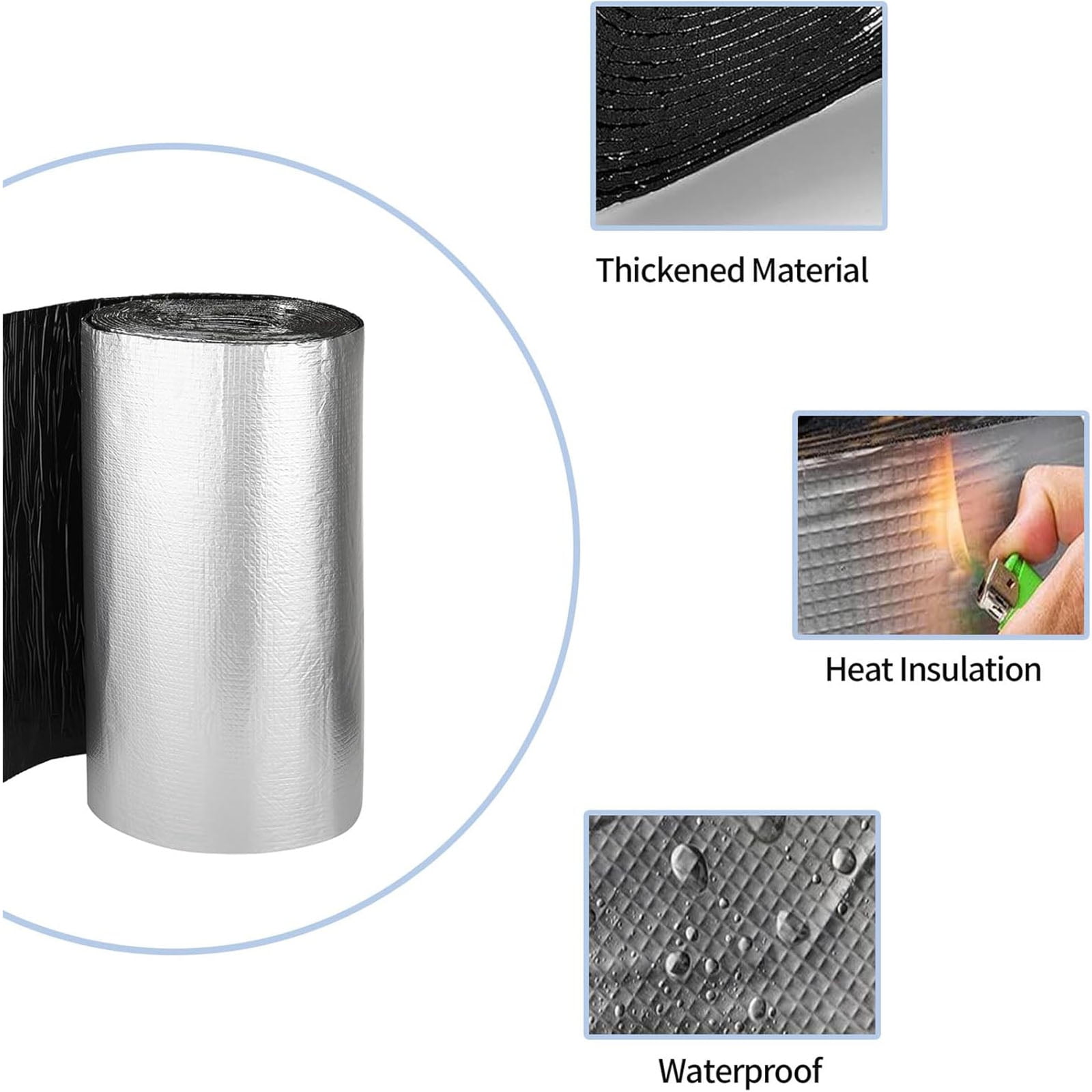 394 mil Car Sound Deadening Mat 10.75 sqft Self-Adhesive Sound Insulation Acoustic Foam, PE Foam Sound Deadener Material & Heat Barrier 40"(W) x 40"(L)