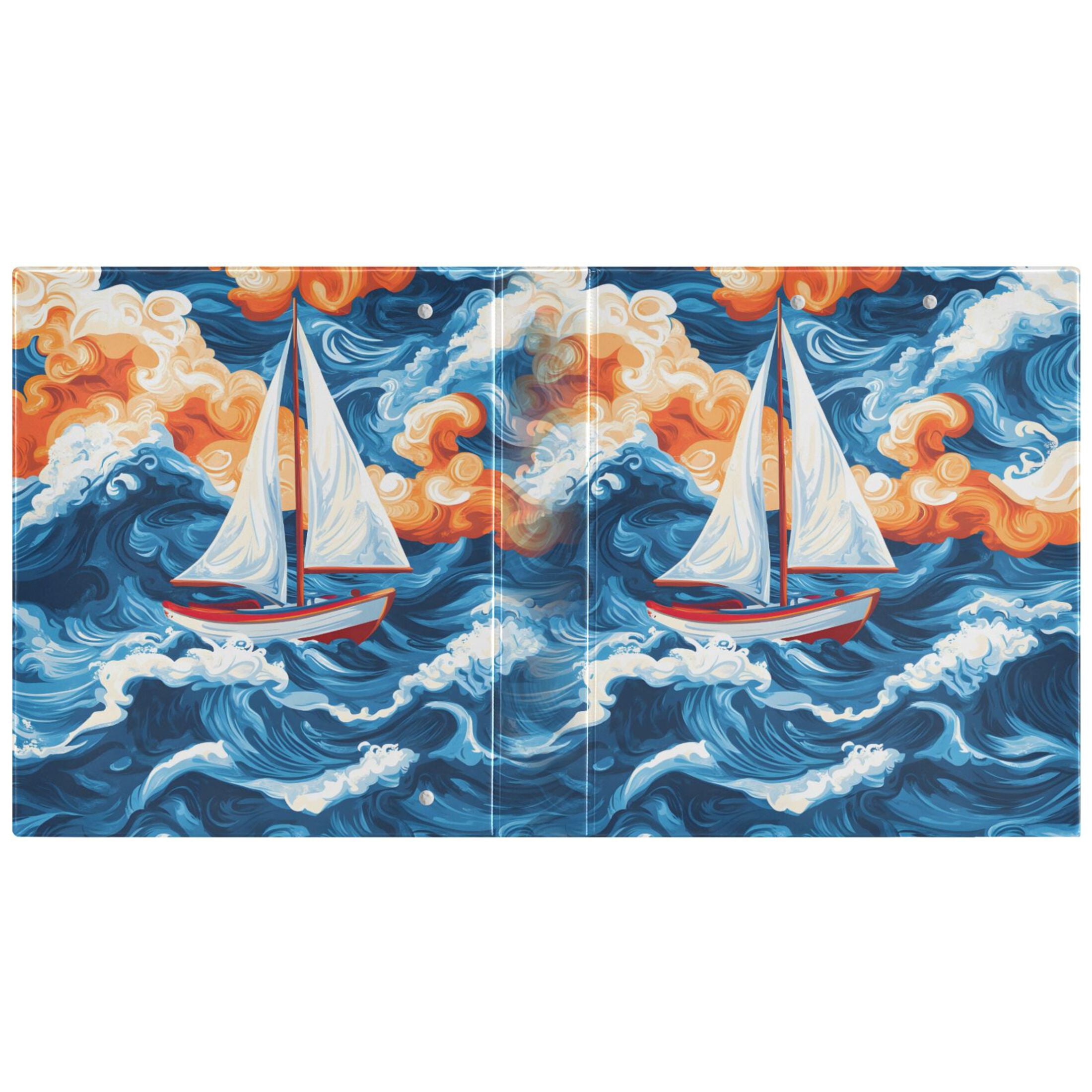 joogoo Sailboat Landscape Sea Hardcover 3 Ring Binder 1.5" Round Rings Interior Pockets Binders Organizer 1 Pack
