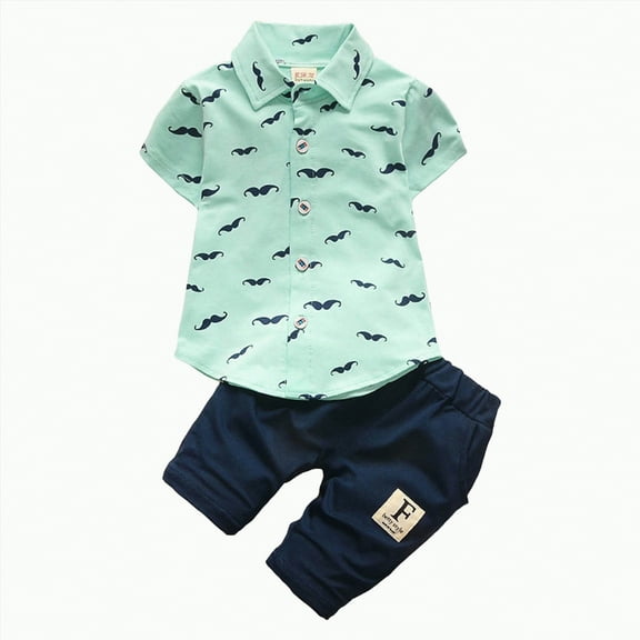 Toddler Boys Clothes Boy Summer Child Kids Spring Cotton Button Down Printed Short Sleeved Sports 1t 2t 3t 4t 5t 6t Tshirt Shorts Pants Set Outfits Two Pieces