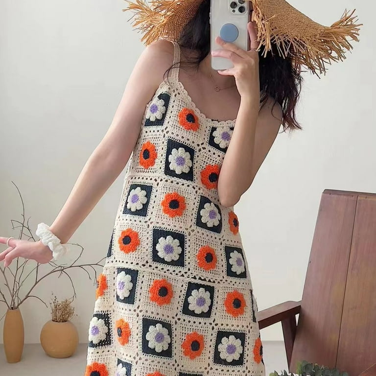 knee length dresses for ladies Short Crochet A Line Body Con Dress White 3/4 Sleeves – DiscountDressShop main image 1