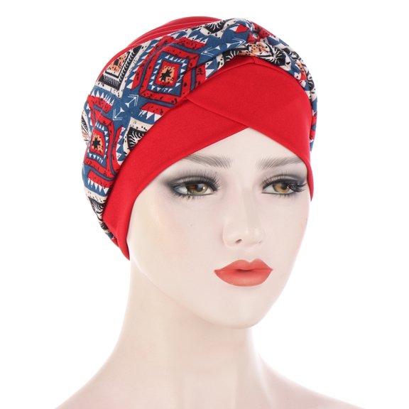 Women Turban, Non-Slip Elastic Flowers Vintage Headscarf Hat for Four Seasons 1Pc