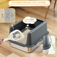 thumbnail image 3 of Stainless Steel Cat Litter Box 4"H 17.5"L x 13.5"W Covered High Sides For Indoor Cats, 3 of 9
